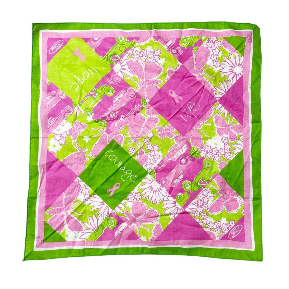 Lilly Pulitzer x Ford Life Hope Courage Breast Cancer Square Scarf 21”x21.5